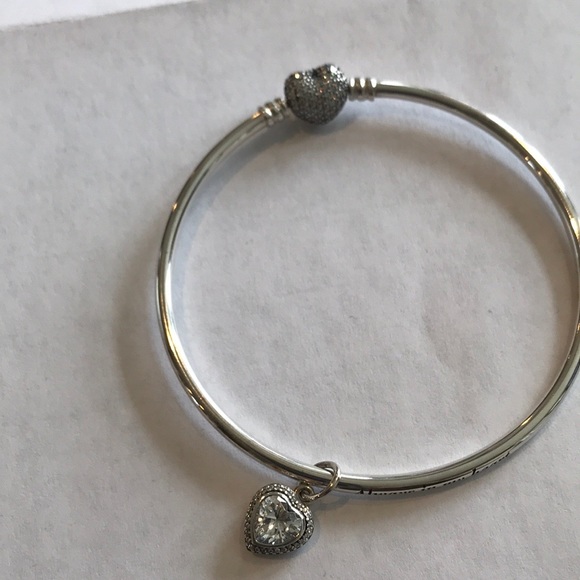 Pandora bangle with Swarovski crystal charm - Picture 2 of 4